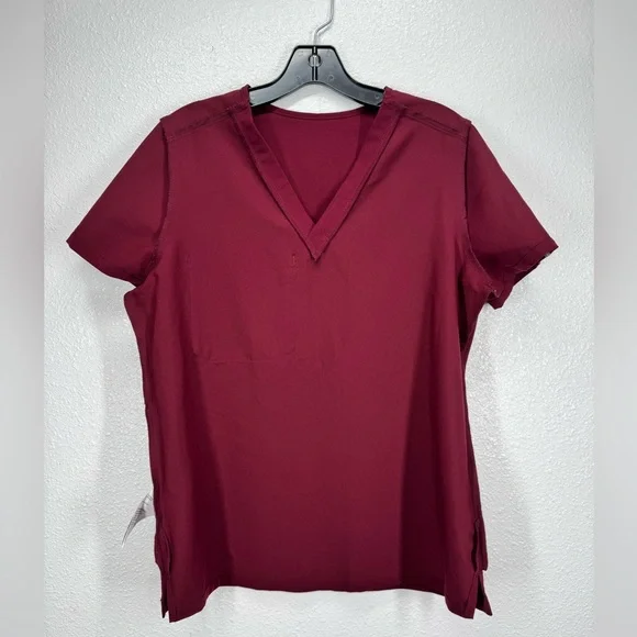 FIGS Catarina Technical Collection Scrub Top Short Sleeve Small Maroon FW1000 - Picture 4 of 7